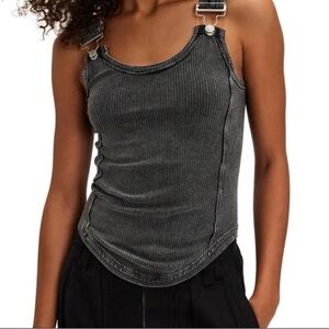 Free People Dark Gray Ribbed Tank Top
